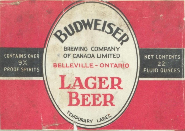 Budweiser Brewing Company of Canada Limited, c.1929-1932