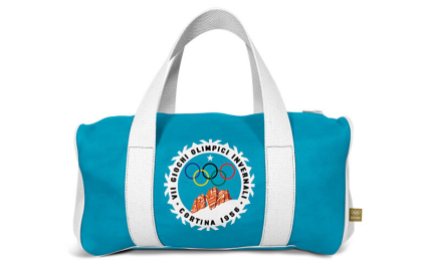 A duffle bag with the 1956 Olympic logo